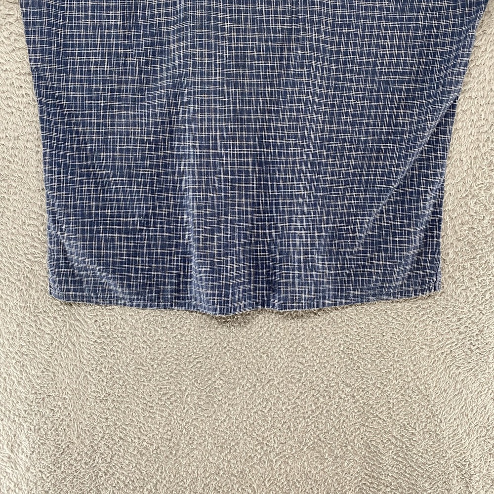 Patagonia Back Step Shirt‎ Mens XL Blue Plaid Hemp Cotton Short Sleeve Button Up - Picture 10 of 13